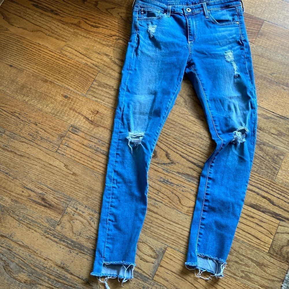 AG Adriano Goldschmied The Middi Ankle Mid-Rise skinny Step Hem Jeans Size 27 R